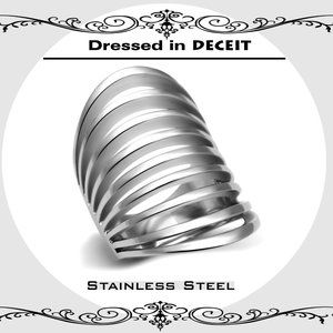 Sculpted Bold High Polished Stainless Steel Statement Ring Size 8